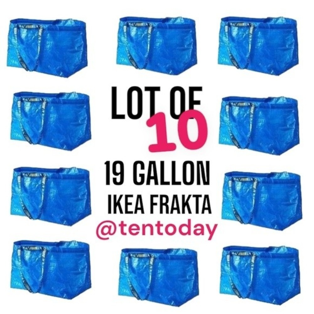 NEW Lot of Ten 10 Frakta Large‎ 19 Gallon Blue IKEA Tote Carrying Storage Bags